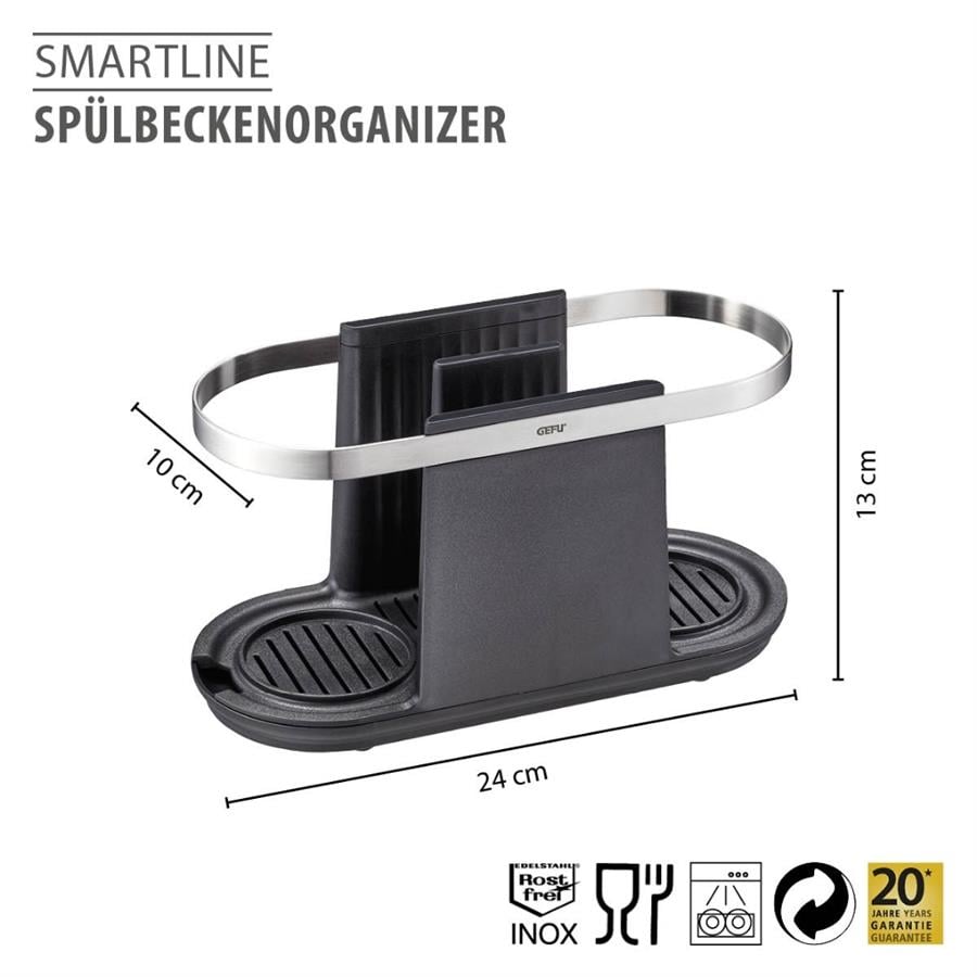Smartlıne Lavabo Düzenleyici Paslanmaz Çelik/Plastik 24x10x13 cm