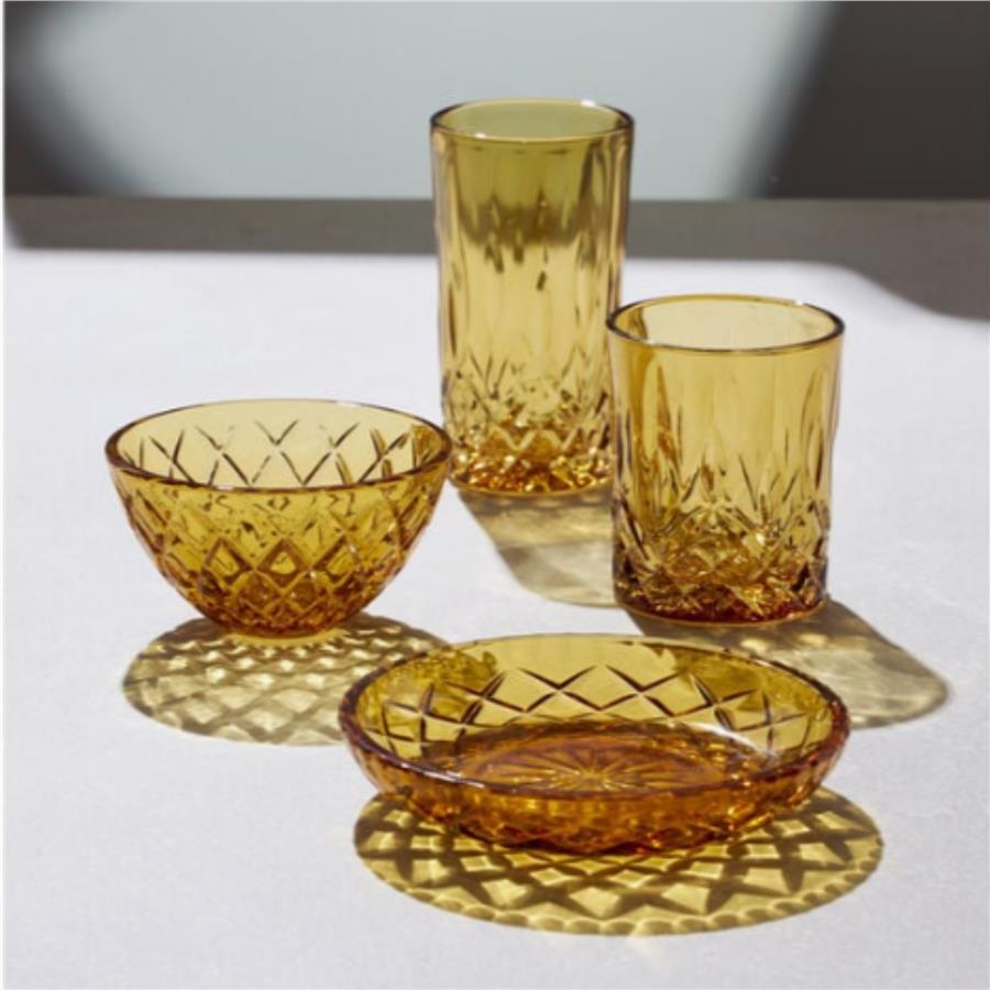Sorrento Cam Kase 4 Adet Çap:12 Cm Amber