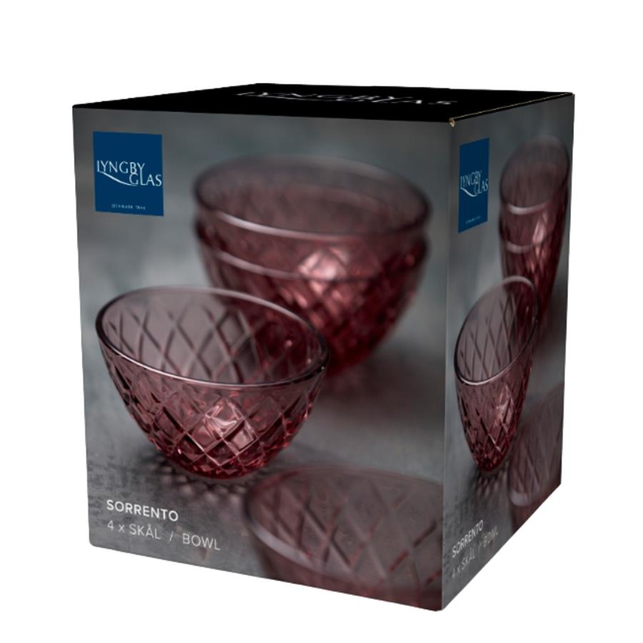 Sorrento Cam Kase 4 Adet Çap:12 Cm Pembe