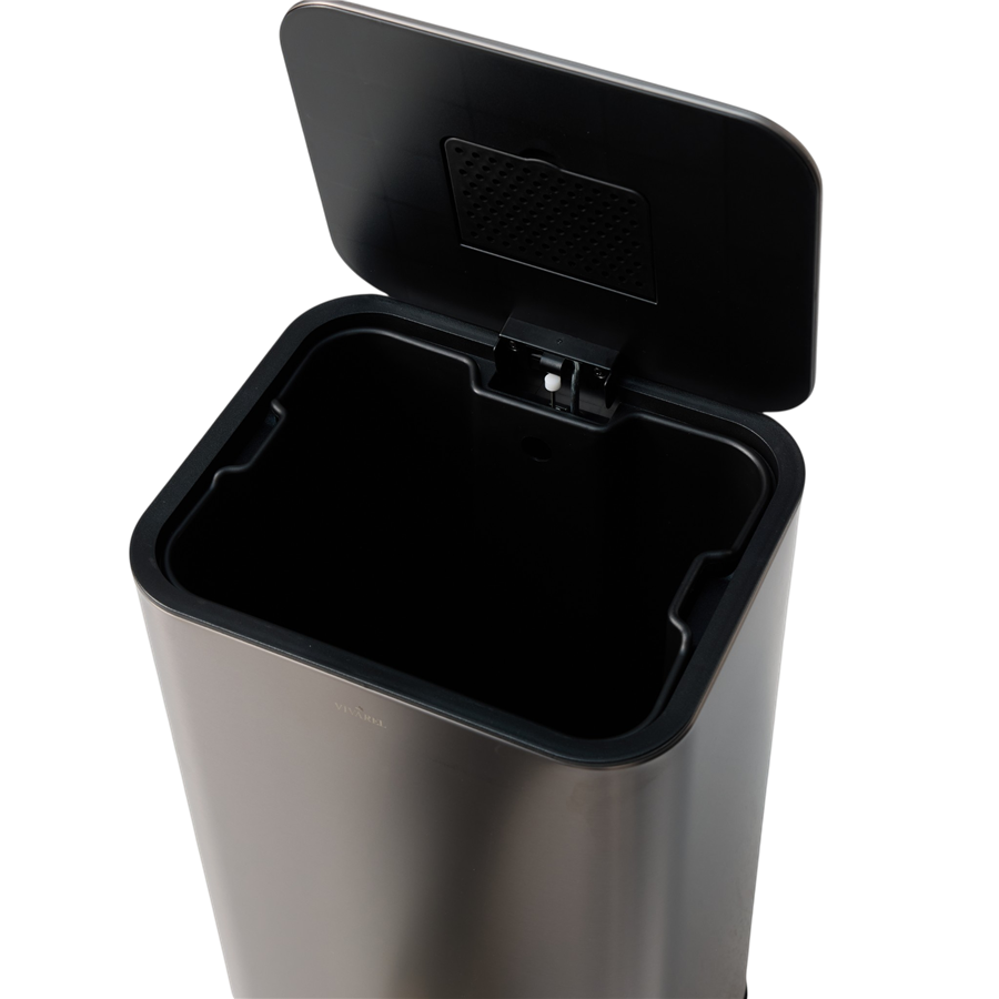 Square Mat Metalik Açık Gri Pedallı Çöp Kovası 30 L
