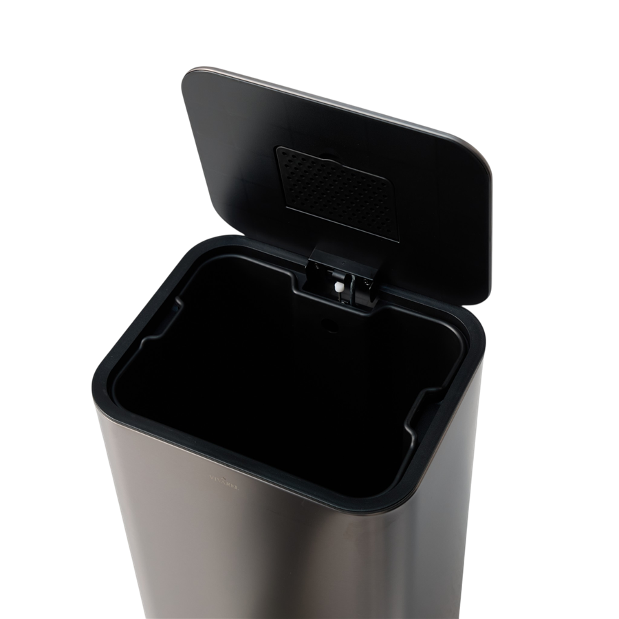 Square Mat Metalik Açık Gri Pedallı Çöp Kovası 30 L