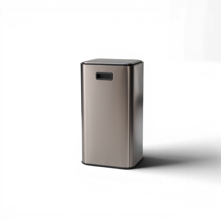 Square Mat Metalik Açık Gri Pedallı Çöp Kovası 30 L