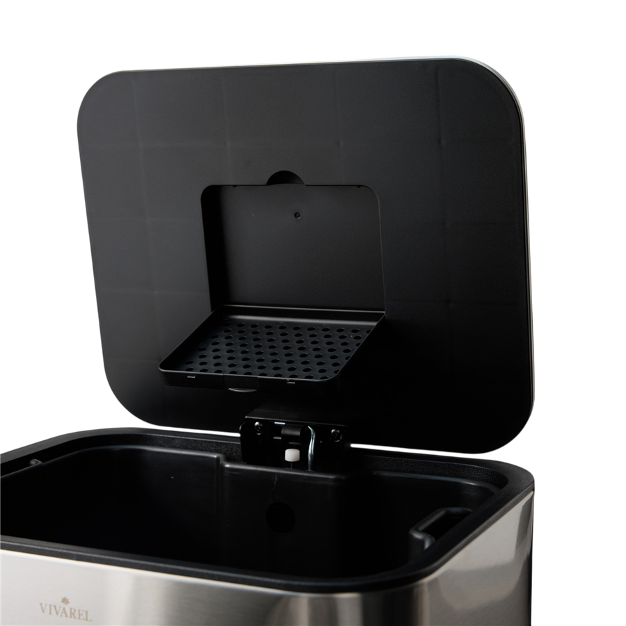 Square Mat Paslanmaz Çelik Pedallı Çöp Kovası 30 L