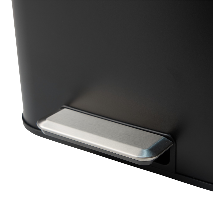 Square Mat Siyah Pedallı Çöp Kovası 30 L