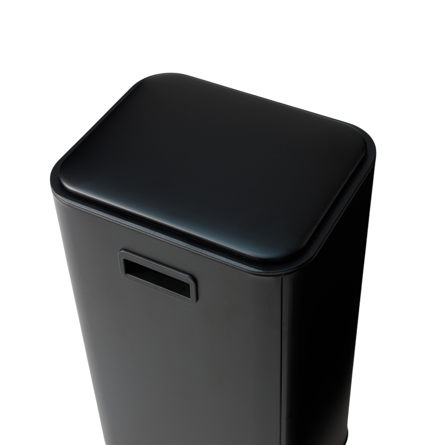Square Mat Siyah Pedallı Çöp Kovası 30 L