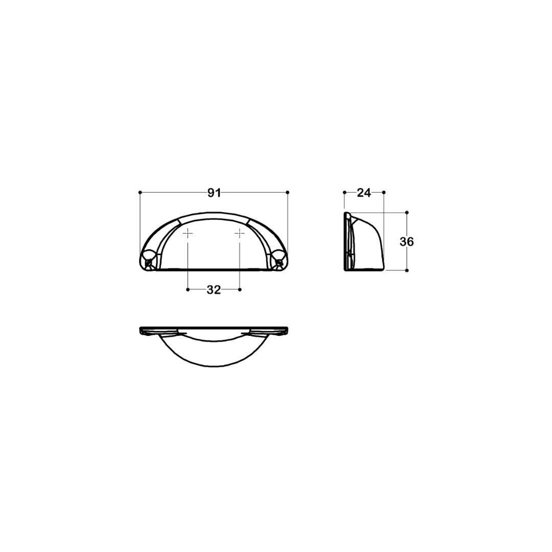 4525 Antik Gümüş Rengi Tas Kulp 32 Mm 
