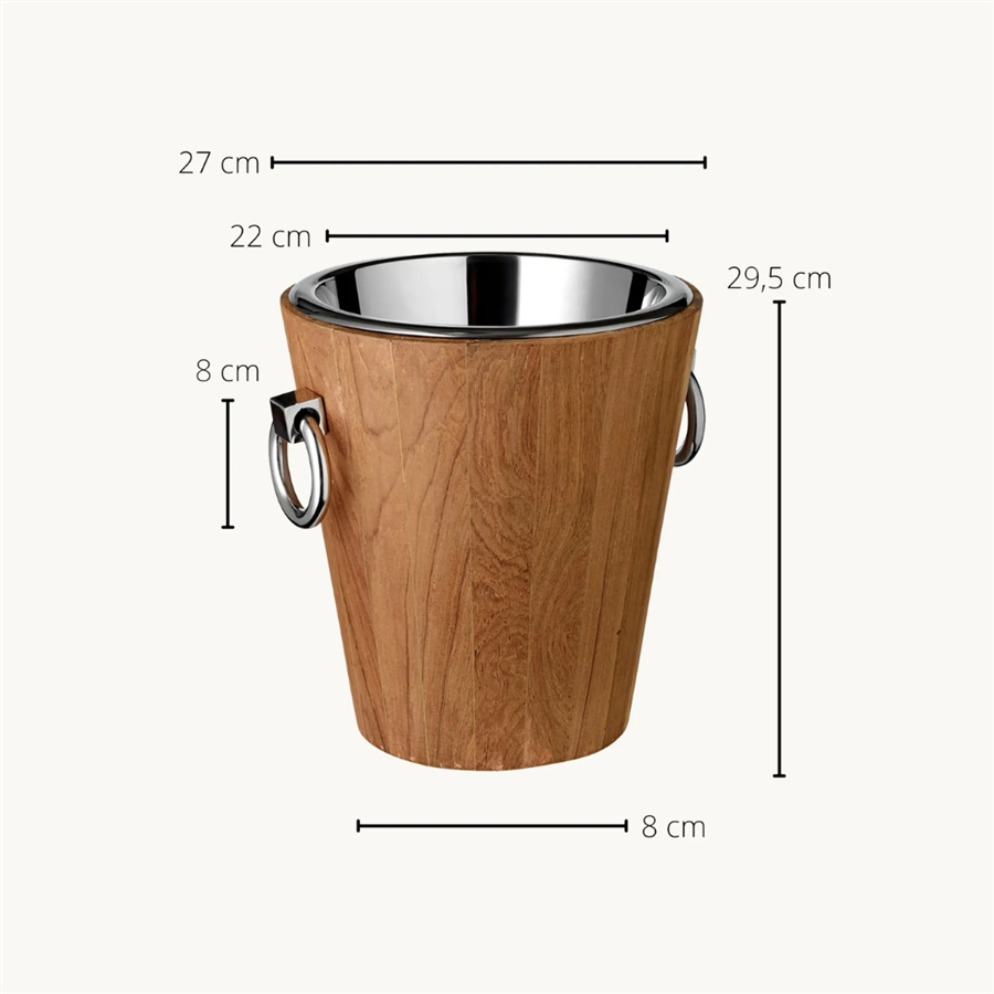 St. Tropez Tik Ağacı ve Paslanmaz Çelik Şarap Soğutucu Ø26 cm, Y32 cm