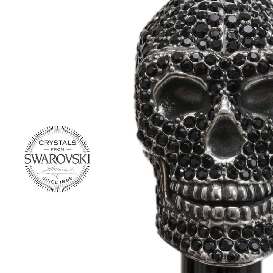 Siyah Swarovski® Kafatası Ayakkabı Çekeceği 50 cm