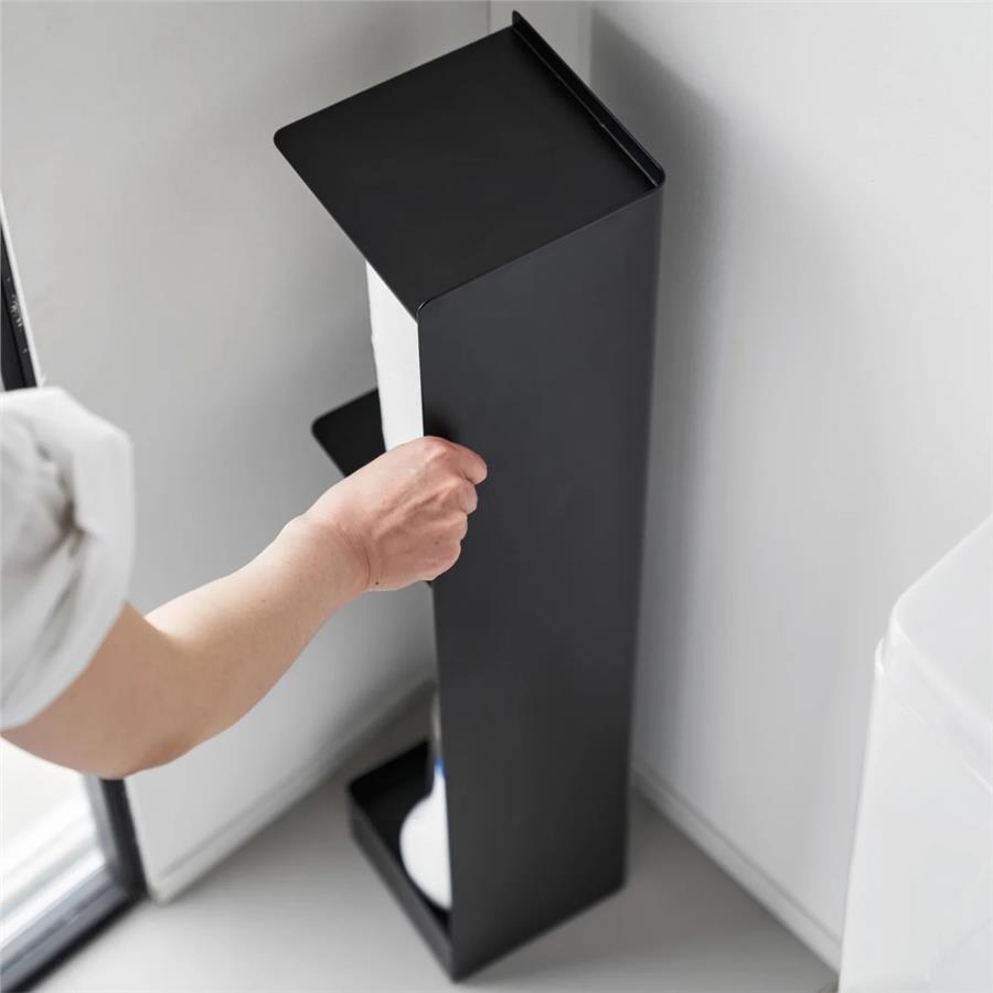 Tekerlekli İnce Tuvalet Kağıdı Deposu Siyah 80 cm