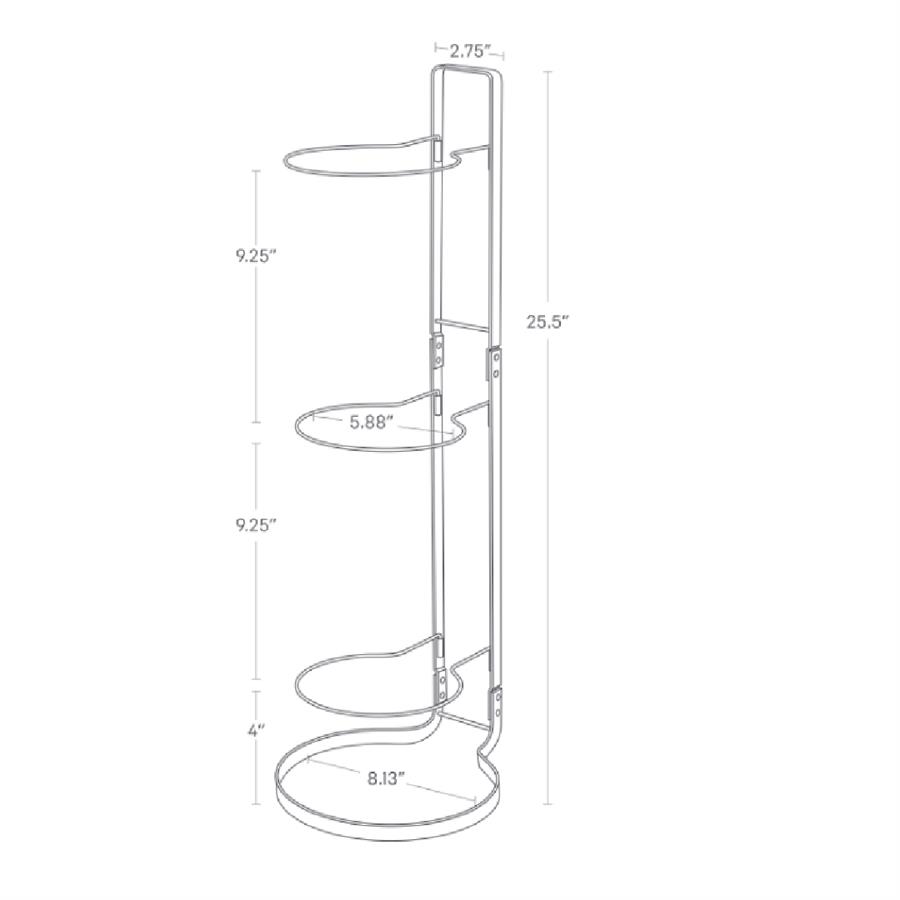 Top Standı Siyah 3 Bölmeli 65 cm