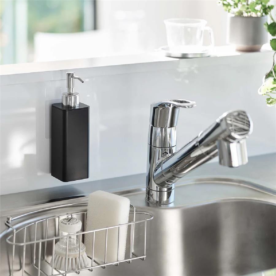 Tower Duvara Monte/Yapışkanlı Kancalı Basmalı Siyah Sıvı Sabunluk 450 ml