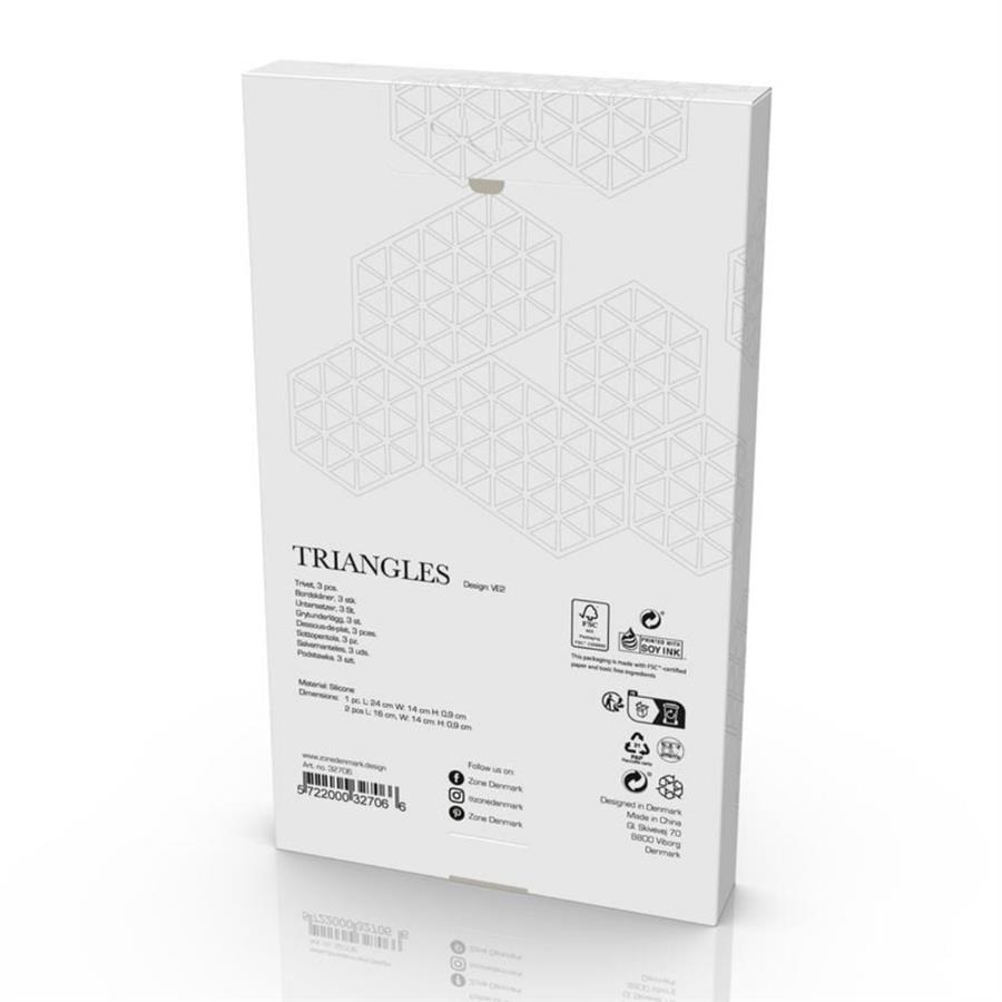 Triangles Tencere Altlığı 3Lü Çok Renkli 16x14x0.9 cm