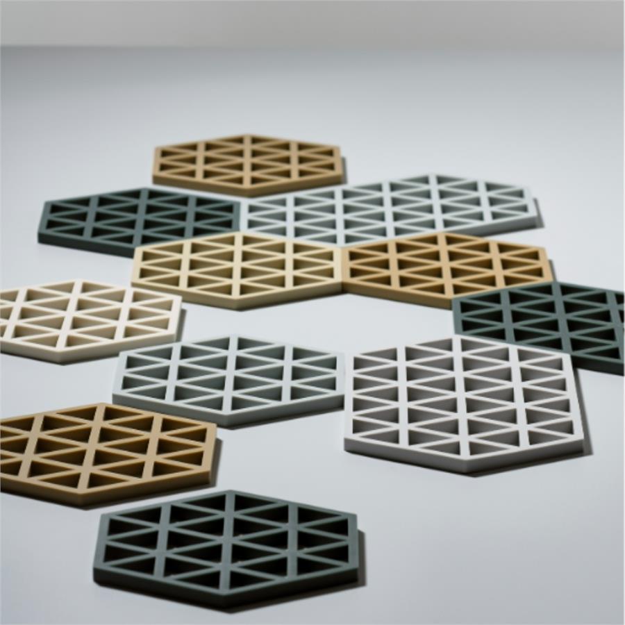 Üçgenler Silikon Altıgen Büyük Nihale Soğuk Gri 24x14x0,9 cm