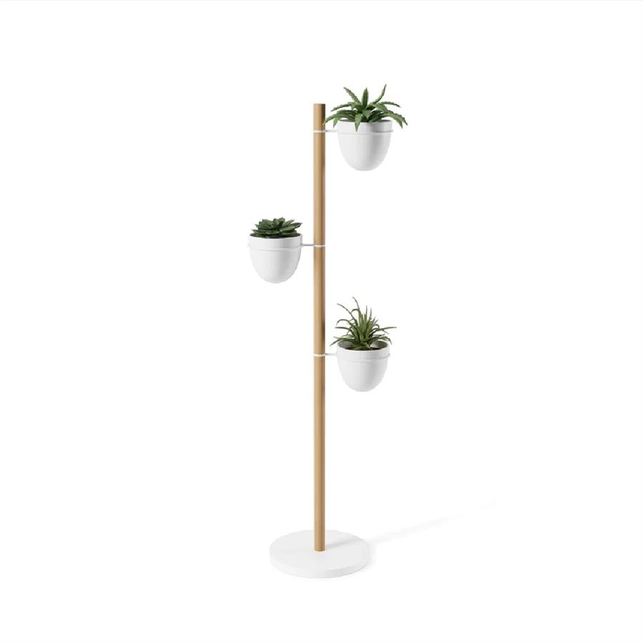 Umbra Floristand Saksı, Bağımsız Bitki Depolama, Beyaz/Doğal