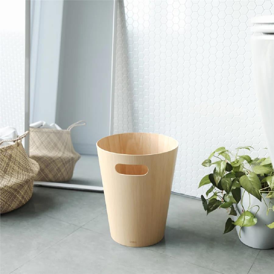 Umbra Woodrow Çöp Kovası 2 Galon (7,5 L) Kapasiteli Doğal Renk