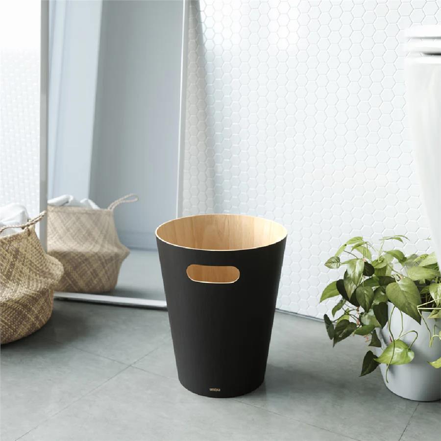 Umbra Woodrow Çöp Kovası - Siyah/Doğal