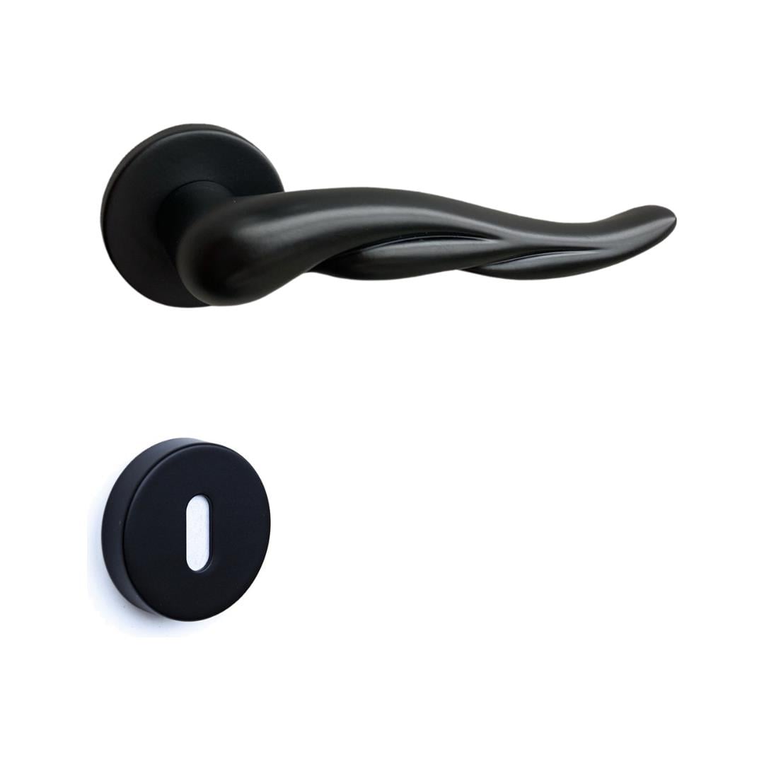 Vala Rozetli Kapı Kolu Takımı Siyah Renk