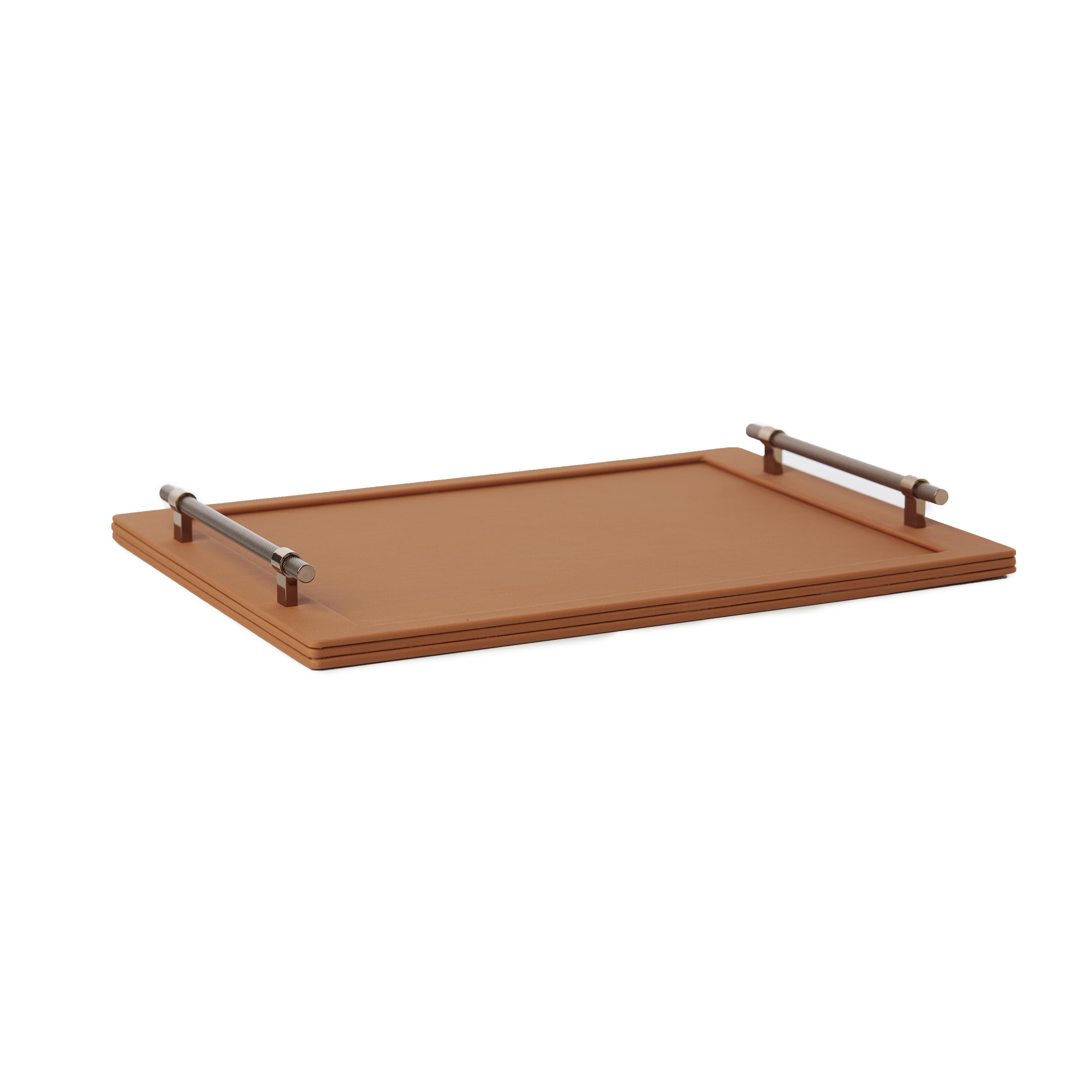 Valencia Deri Kaplı Tepsi – Taba (38 × 50 cm)