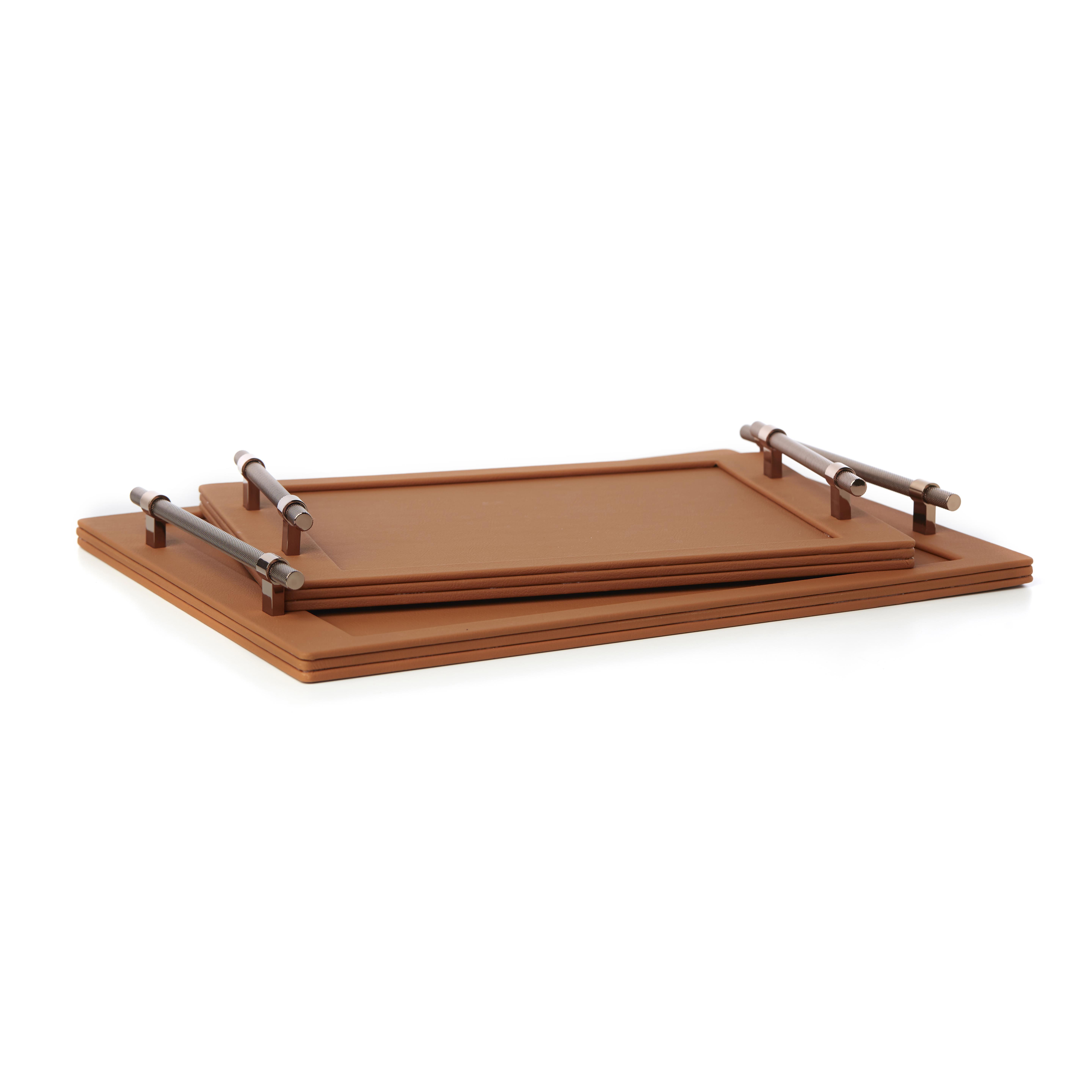 Valencia Deri Kaplı Tepsi – Taba (38 × 50 cm)