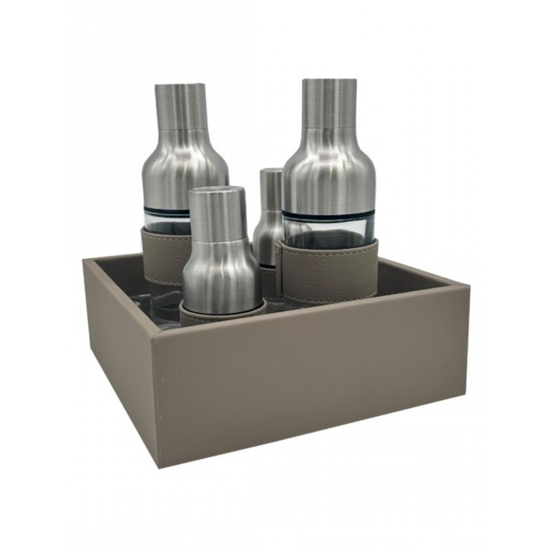 Yağlık Sirkelik Tuzluk Biberlik Seti Taupe 20X20