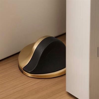 1000 Kapı Stoperi Yapışkanlı/Vidalı Altın Saten-Siyah Plastik Renk Çap 35x45 mm 