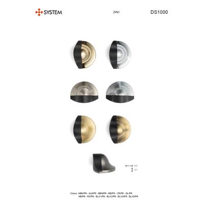 1000 Kapı Stoperi Yapışkanlı/Vidalı Mat Altın-Siyah Plastik Renk Çap 35x45 mm 