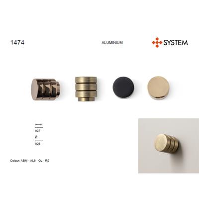 1474 Tek Delikli Düğme Kulp Antik Renk Çap 26 mm