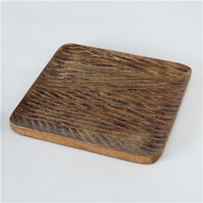 2 Li Koyu Kahverengi Kare Tabak Seti