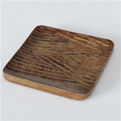 2 Li Koyu Kahverengi Kare Tabak Seti