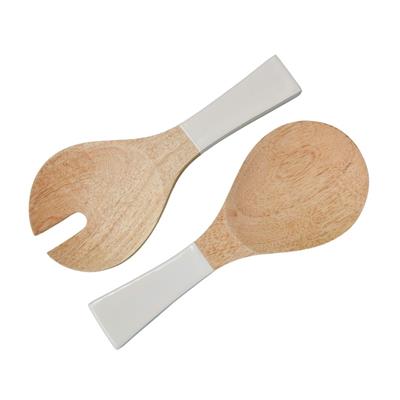 2 Parça Mango Ahşap & Beyaz Servis Takımı 25,5 X 10 Cm