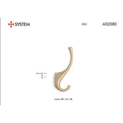 2080 Duvara Monte Portmanto Askılığı Mat Altın Renk Çap 20 Mm