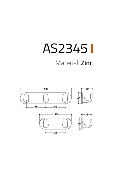 2345  Duvara Monte  Askı Siyah 100 Mm