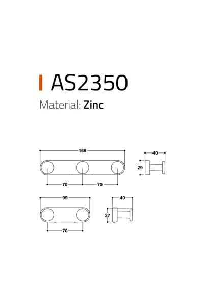 2350 Duvara Monte Askı Krom 170 Mm