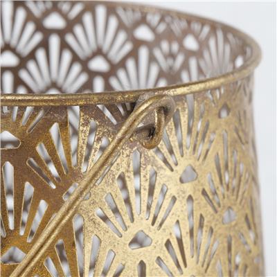 2Li Antika Gold Rüzgar Lamba 15Cm-22Cm Seti