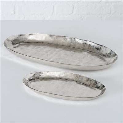 2Li Gümüş Dekoratif Tepsi 14Cm-20Cm Seti