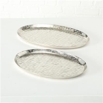 2Li Gümüş Dekoratif Tepsi 15Cm-21Cm Seti