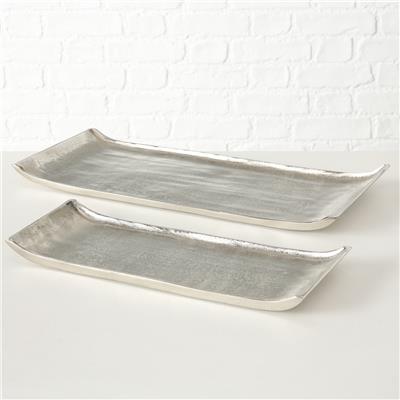 2Li Gümüş Dekoratif Tepsi 18Cm-26Cm Seti