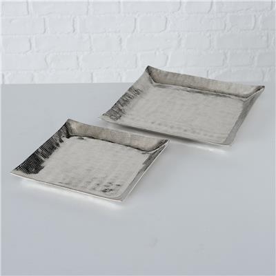 2Li Gümüş Dekoratif Tepsi 20Cm-25Cm Seti