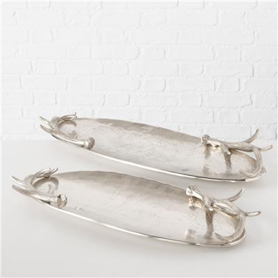 2Li Gümüş Dekoratif Tepsi 27Cm-29Cm Seti