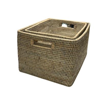 2Li Hasır Saklama Sepeti Gri 