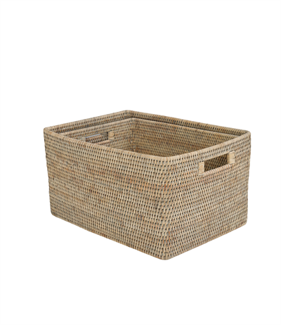 2Li Hasır Saklama Sepeti Gri 