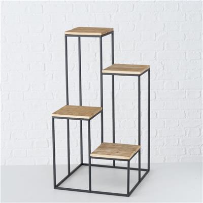 2Li Karışık Renk Tahta Saksı Standı  67Cm-78Cm Seti