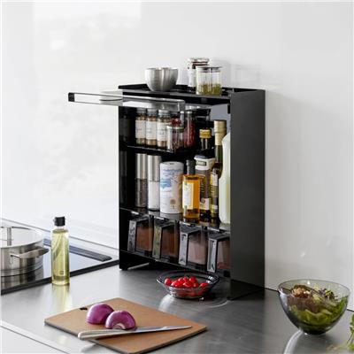 3 Katlı Çelik Baharat Rafı Siyah