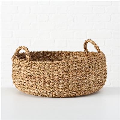 3Lü Doğal Renk  Yuvarlak Seagrass Sepet 22X40Cm - 25X46Cm - 28X55Cm  Seti