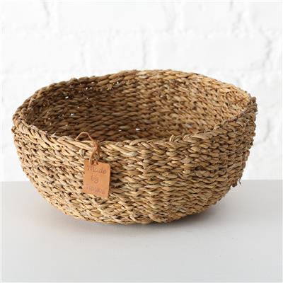 3Lü Doğal Renk Yuvarlak Seagrass Sepet 9X20Cm -11X25Cm-13X30Cm Seti
