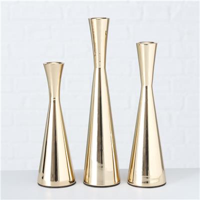 3Lü Gold Yuvarlak Mumluk 20Cm-23Cm-26Cm