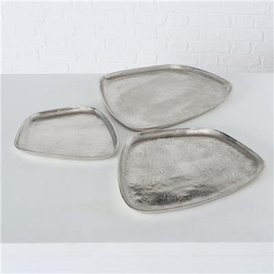 3Lü Gümüş Dekoratif Tepsi 28Cm-34Cm-42Cm Seti
