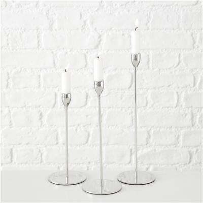 3Lü Gümüş Yuvarlak Mumluk 23Cm-28Cm-33Cm Seti