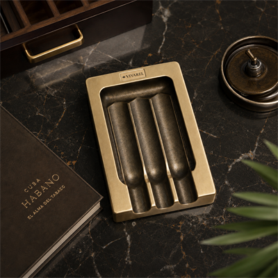 3Lü Modern Zamak Alaşım Puro Küllüğü - Antik Bronz