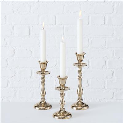 3Lü Şampanya Renk Yuvarlak Mumluk 15Cm-19Cm-23Cm Seti